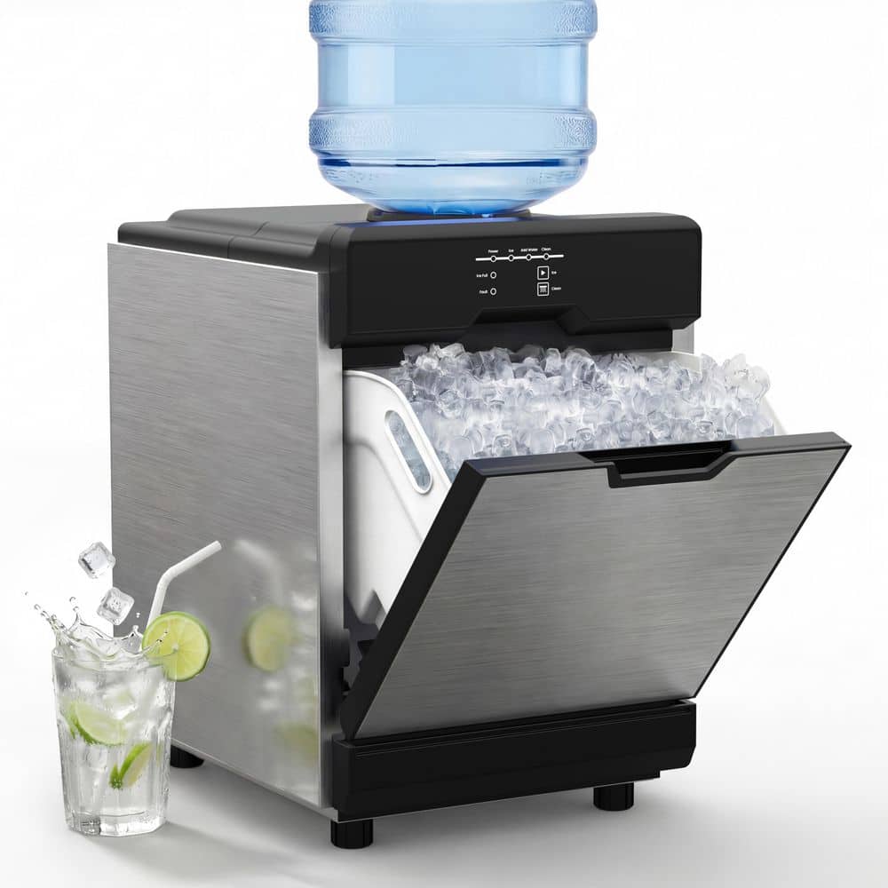 15.55 in. Stainless Steel, Countertop Portable Ice Maker,50 lb./24H, with 12 lbs. Ice Storage, Dual Water Inlet, Nugget