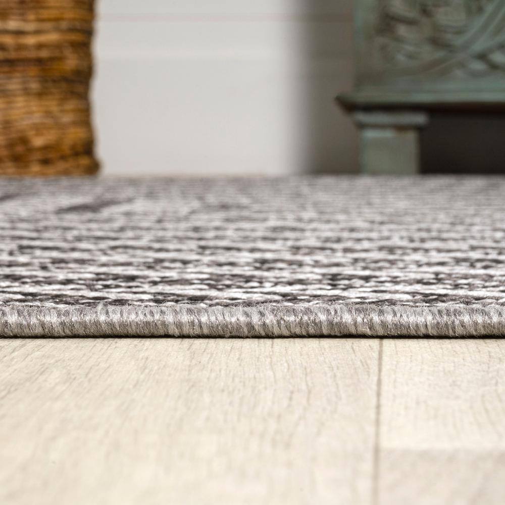 Black and Light Gray Geometric Braided 8' x 10' Rug