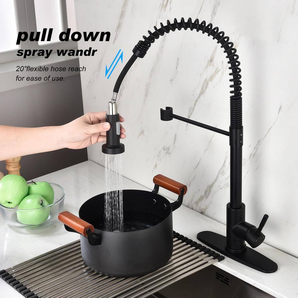 Matte Black Stainless Steel Single Handle Pull Out Kitchen Faucet