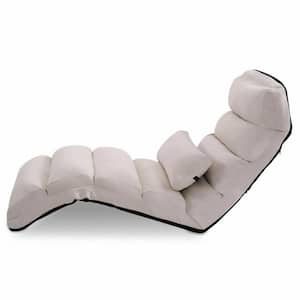21 in. Beige Folding Faux Suede Seats Sofa Beds with Pillow