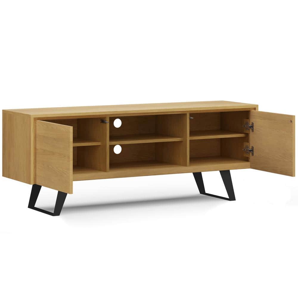Lowry Modern Industrial Oak Veneer TV Stand with Storage