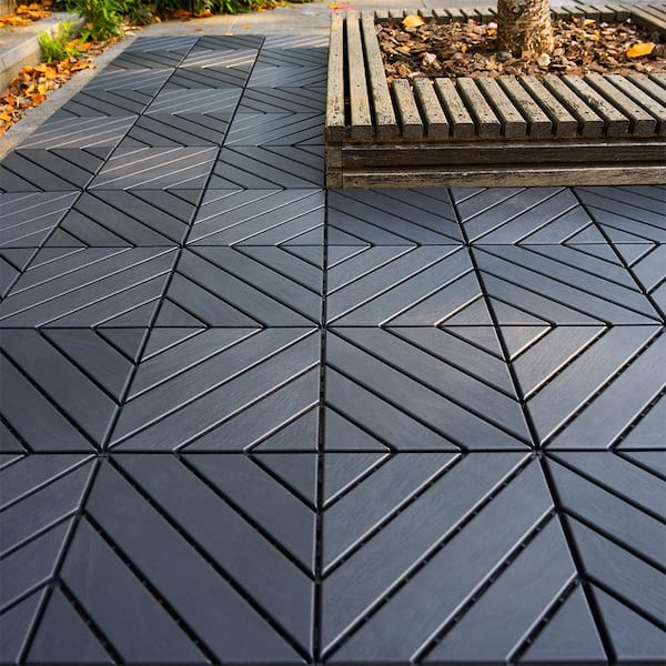 1 ft. x 1 ft. All-Weather Outdoor Plastic Interlocking Deck Tiles, Garage Floor Tiles in Gray Pattern 2 (44 Per Case)