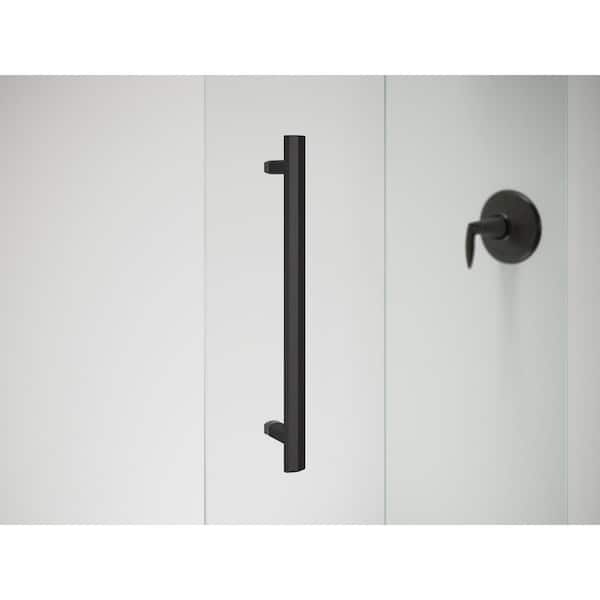 Pleat 55-60 in. W x 79 in. H Frameless Sliding Shower Door in Matte Black with 5/16 in. Thick Crystal Clear Glass