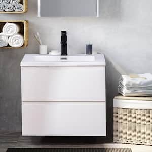 18 in. W x 19 in. H Bath Vanity in White with MDF Vanity Top in White with White Basin