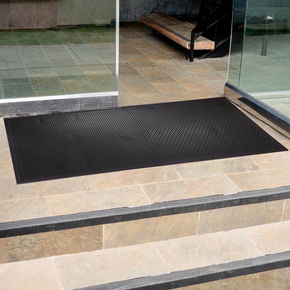 Envelor Black 3x5 Rubber Non-Slip Entrance Mat