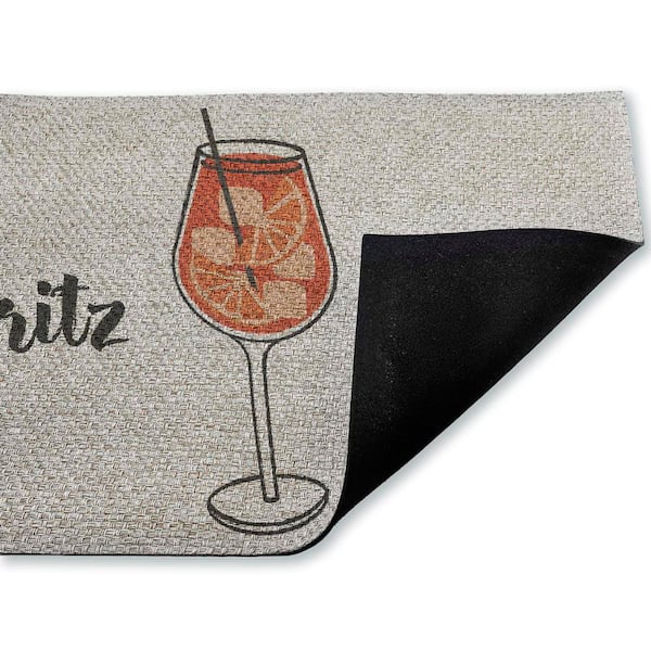 Spritz Please Kitchen Orange 18 in. x 30 in. Polyester Non-Slip Outdoor Door Mat
