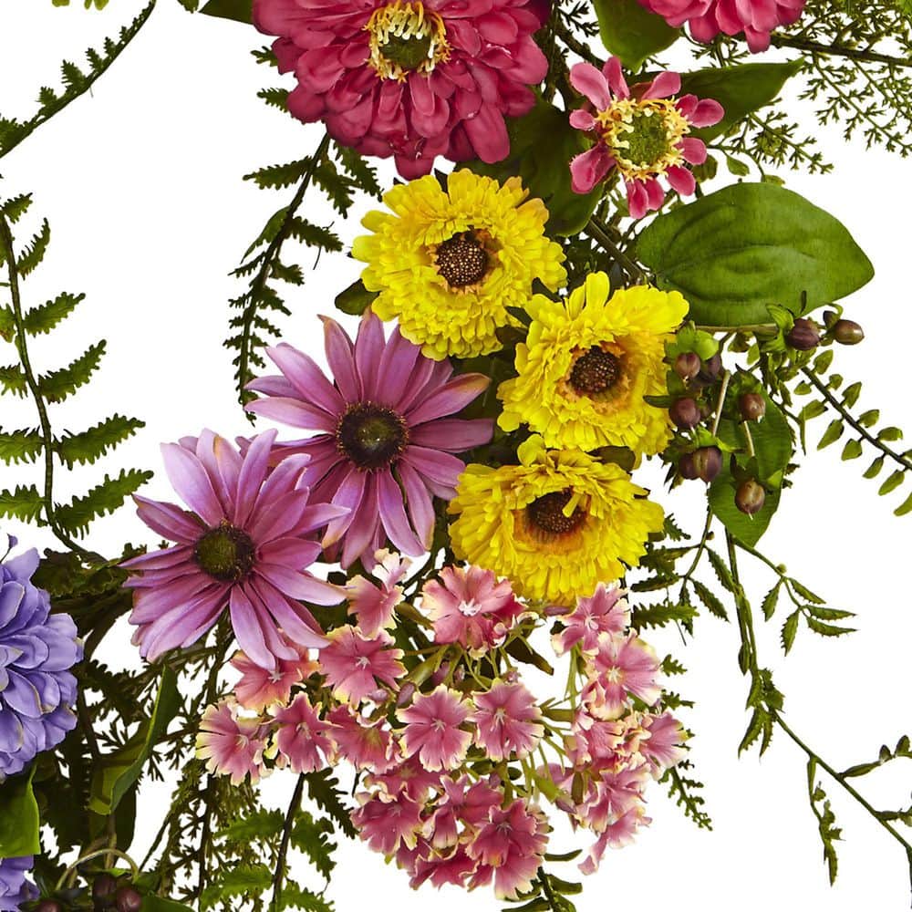 22-Inch Multicolor Polyester Artificial Floral Wreath