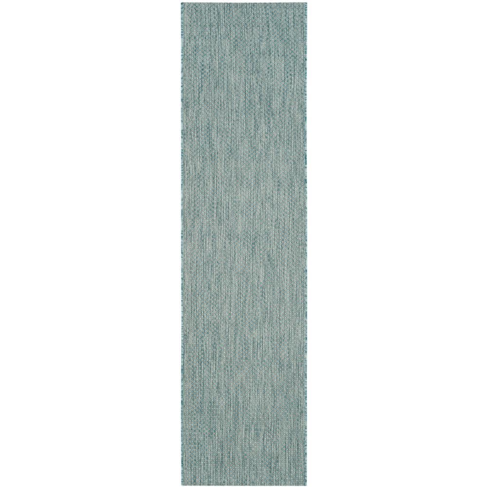 Courtyard Aqua/Gray 2 ft. x 14 ft. Solid Indoor/Outdoor Patio  Runner Rug price history on PriceWatchPro