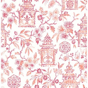 Pink Helaine Coral Pagoda Wallpaper Sample
