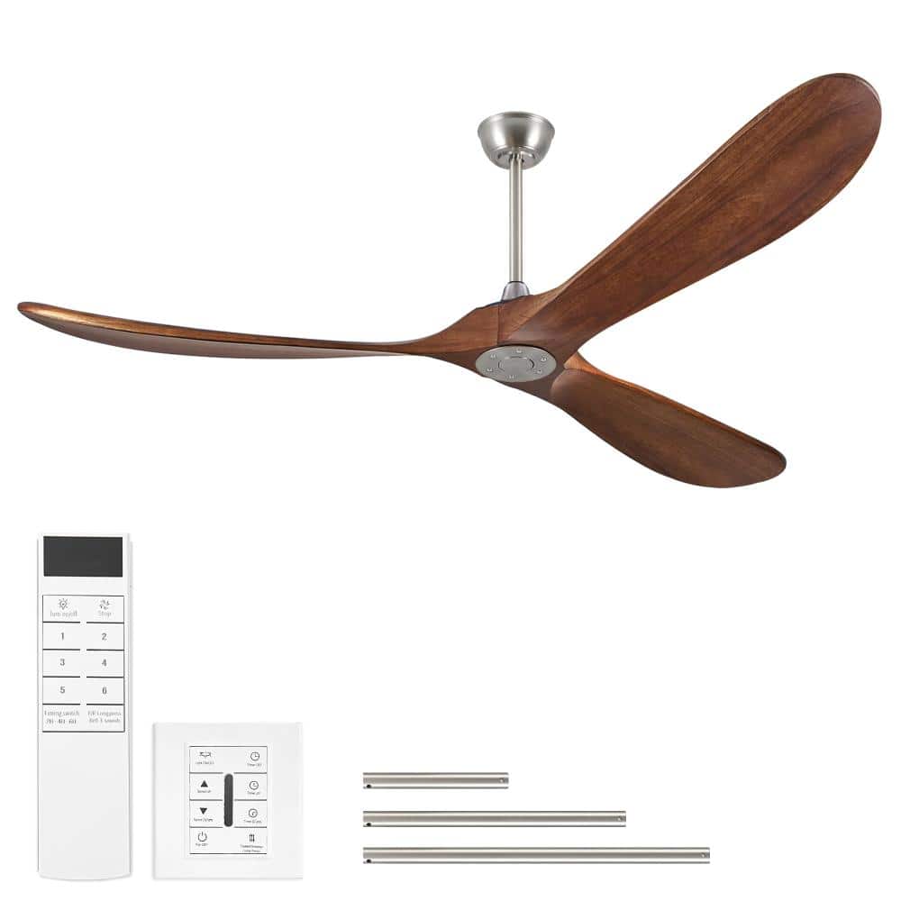 72 in. Indoor/Outdoor Downrod Nickel Walnut Ceiling Fan with Reversible DC Motor and Wood Blades price history on PriceWatchPro