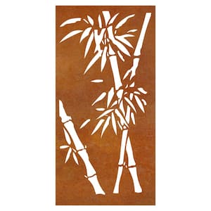 Bamboo 3 ft. x 6 ft. Oxy-Shield Corten Steel Decorative Screen Panel in Rust with 6 Screws