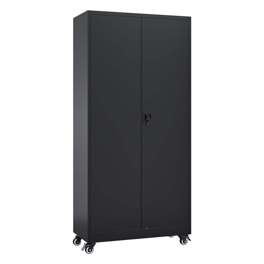 31.5 in. W x 74.6 in. H x 15.8 in. D Steel Metal 4 Adjustable Shelves Garage Freestanding Cabinet in Black price history on PriceWatchPro