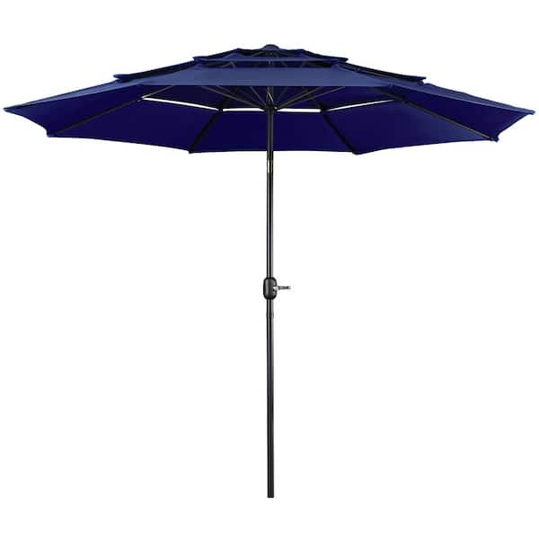Yaheetech 9 ft. Patio Umbrella Outdoor 3 Tier Vented Table Umbrella with 8 Sturdy Ribs