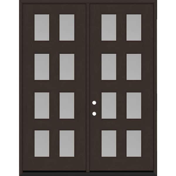 Regency 72 in. x 96 in. 8L Modern Clear Glass RHIS Hickory Stained Fiberglass Double Prehung Front Door w/ 6 in. Jamb