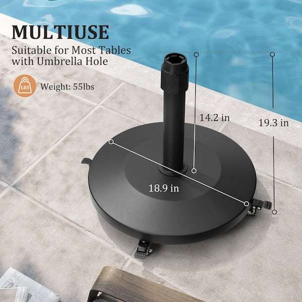 55 lb patio umbrella base Plastic Pole Holder Accessory w/ Adjustable Knob  Best Choice Products Please confirm size before purchasing. Yaheetech 55lbs Heavy Duty Mobile