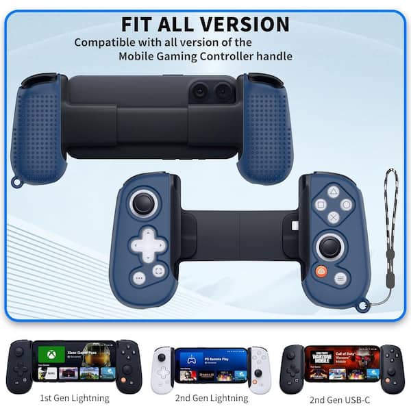 OBJLGEV Silicone Grip Protective Case Cover with Lanyard for Backbone One Mobile Gaming Controller Handle Deep Blue