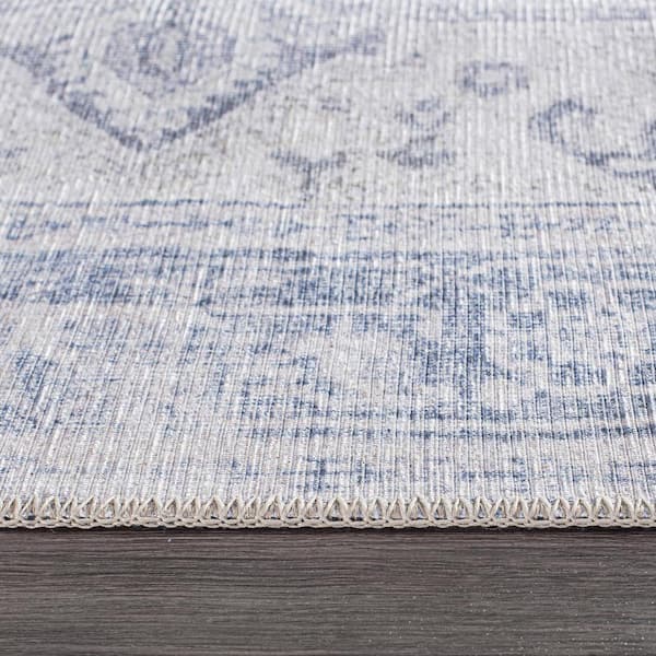 Blue 10 ft. x 14 ft. Medallion Boho Machine Washable Area Rug