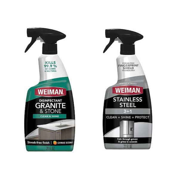 24 oz. Granite and Countertop Stone Cleaner and Polish Spray and 22 oz. Stainless Steel Cleaner and Polish Spray