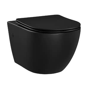 St. Tropez Wall-Hung 1-Piece 1.28 GPF Dual Flush Elongated Toilet in Matte Black, Seat Included