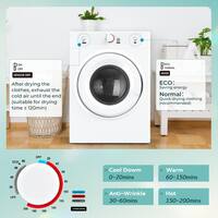 SIMZLIFE 3.5 Cu. Ft. vented Front Load Stackable Electric Compact Dryer in White with Multiple Drying Modes, Exhaust Hose ZX-CD-14-S-HD