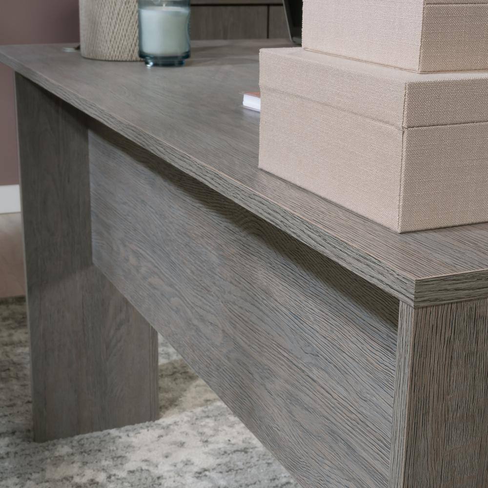 Gray Ashen Oak L-Shaped Computer Desk with Drawer and Filing Cabinet