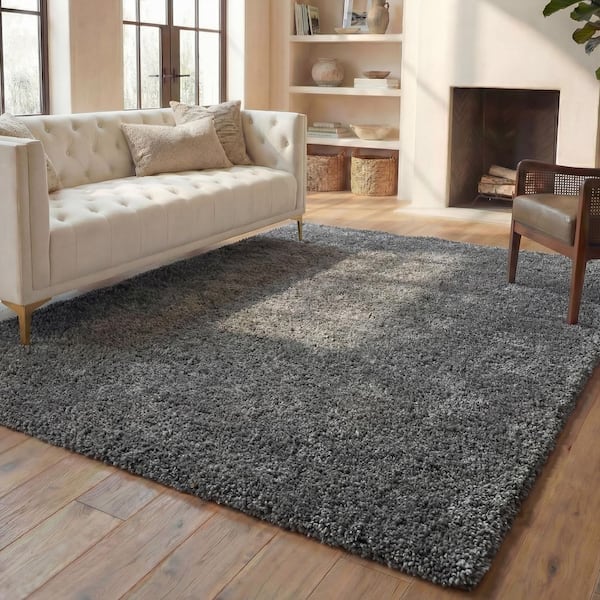 August Shag Gray 8 ft. x 10 ft. Solid Area Rug