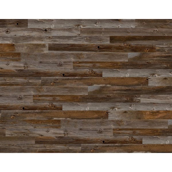 Modern Steel 9 ft x 7 ft 18.4 R-Value Insulated Wood Look Plank Barnwood Garage Door without Windows
