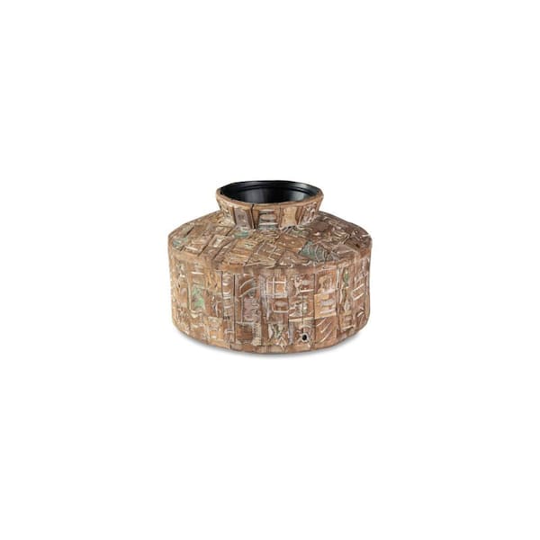 Meti 10 in. Black Wood Round Decorative Vase