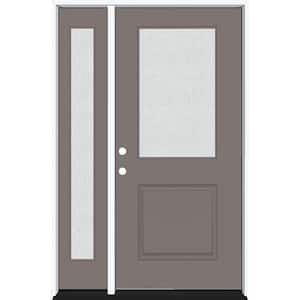 Legacy 51 in. W. x 80 in. 1/2 Lite Rain Glass RHIS Primed Kindling Finish Fiberglass Prehung Front Door with 12 in. SL