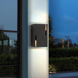 Darzell Modern Matte Black Integrated LED Outdoor Wall Lantern Scone Rectangle IP54 Hardwired Wall Light