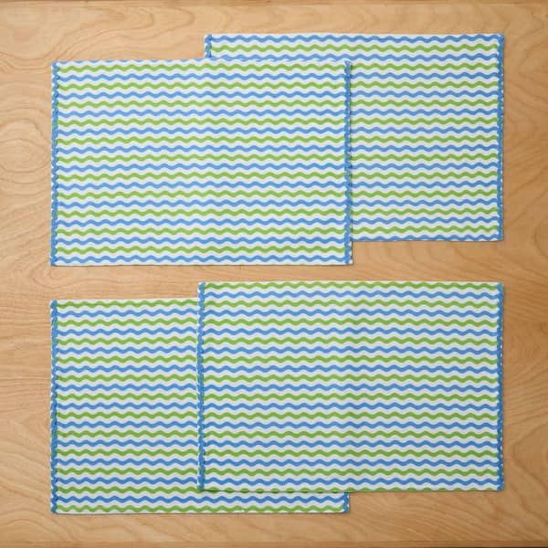 Company Cotton Arienna Wave Green Multi Placemat (Set of 4)