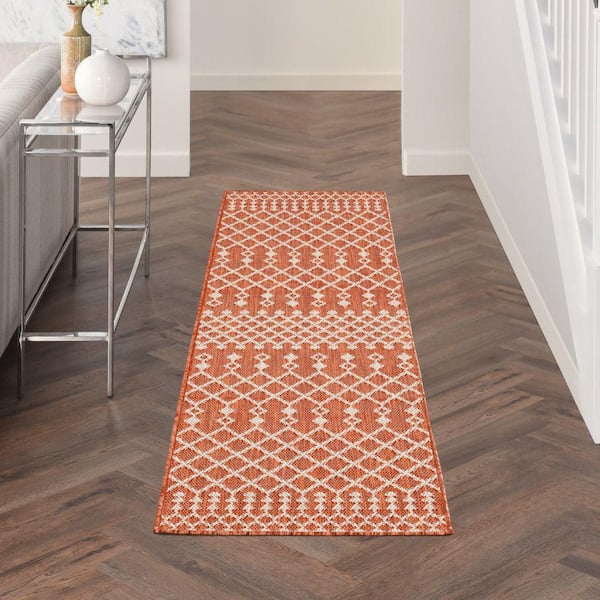 Positano Terracotta 2 ft. x 6 ft. Moroccan Contemporary Runner Area Rug