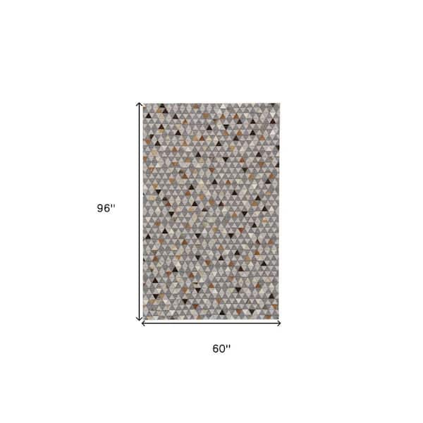 2 ft. x 8 ft. Gray, Ivory Geometric Area Rug