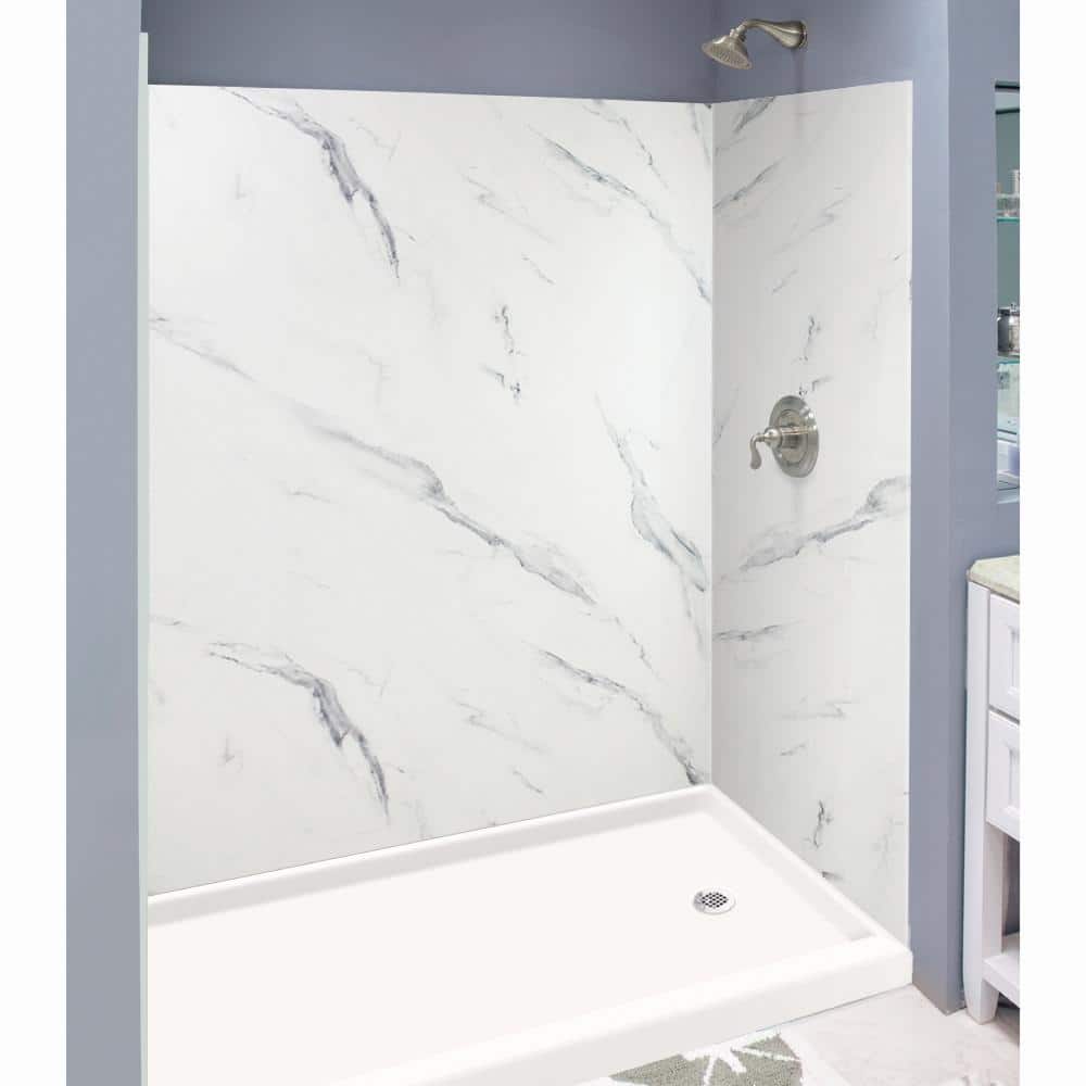 Bianca White Solid Surface 3-Piece Shower Wall Kit, 36" x 60" x 72"