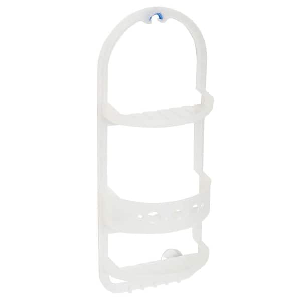 Glacier Bay Showerhead-Mounted Plastic Shower Caddy in Frosted Clear