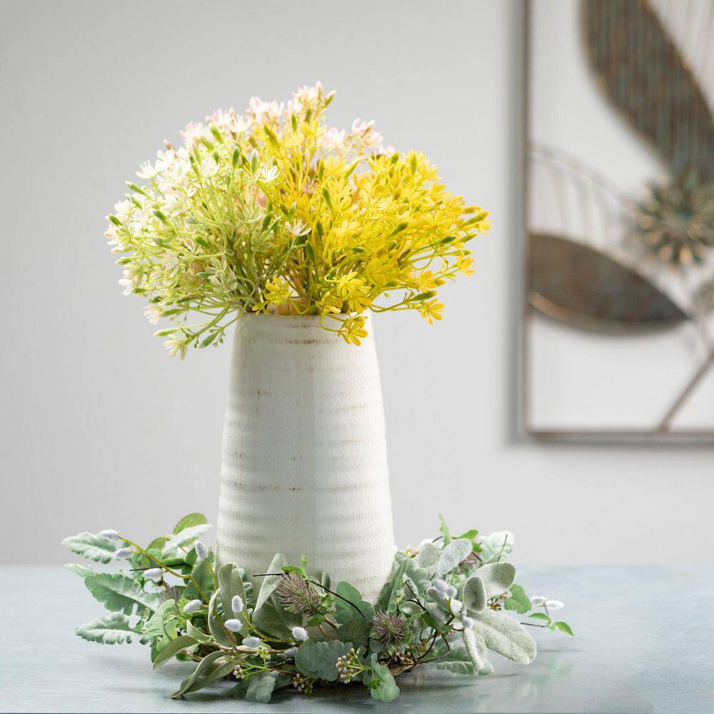 Elegant Rustic White Ceramic 13.5" Table Vase