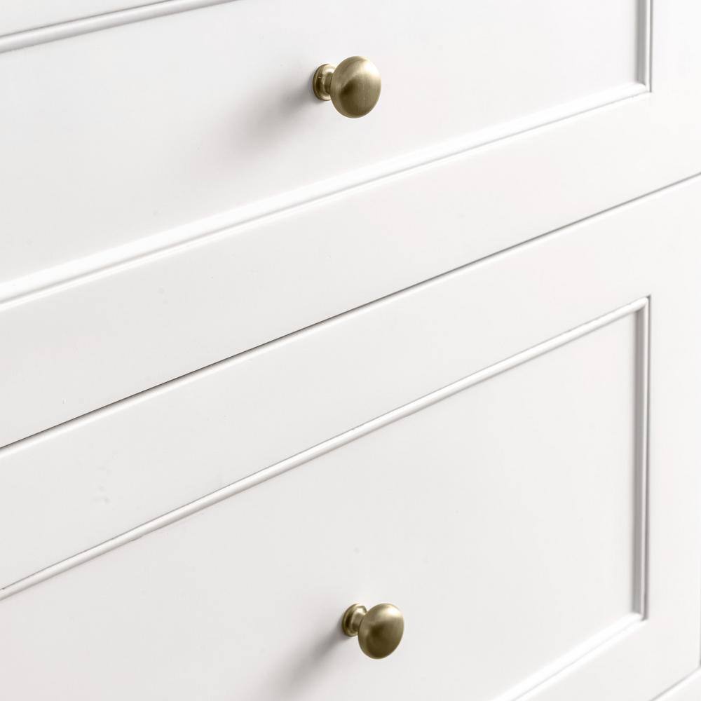 Bright White Solid Wood Transitional Single Vanity Base
