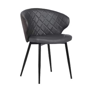 Ava Black Powder Coated and Grey Faux Leather Contemporary Dining Chair
