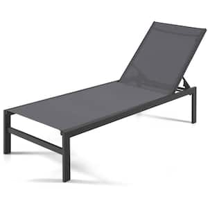 Patio 6-Position Lounge Chair Chaise Aluminium Adjust Recliner Grey