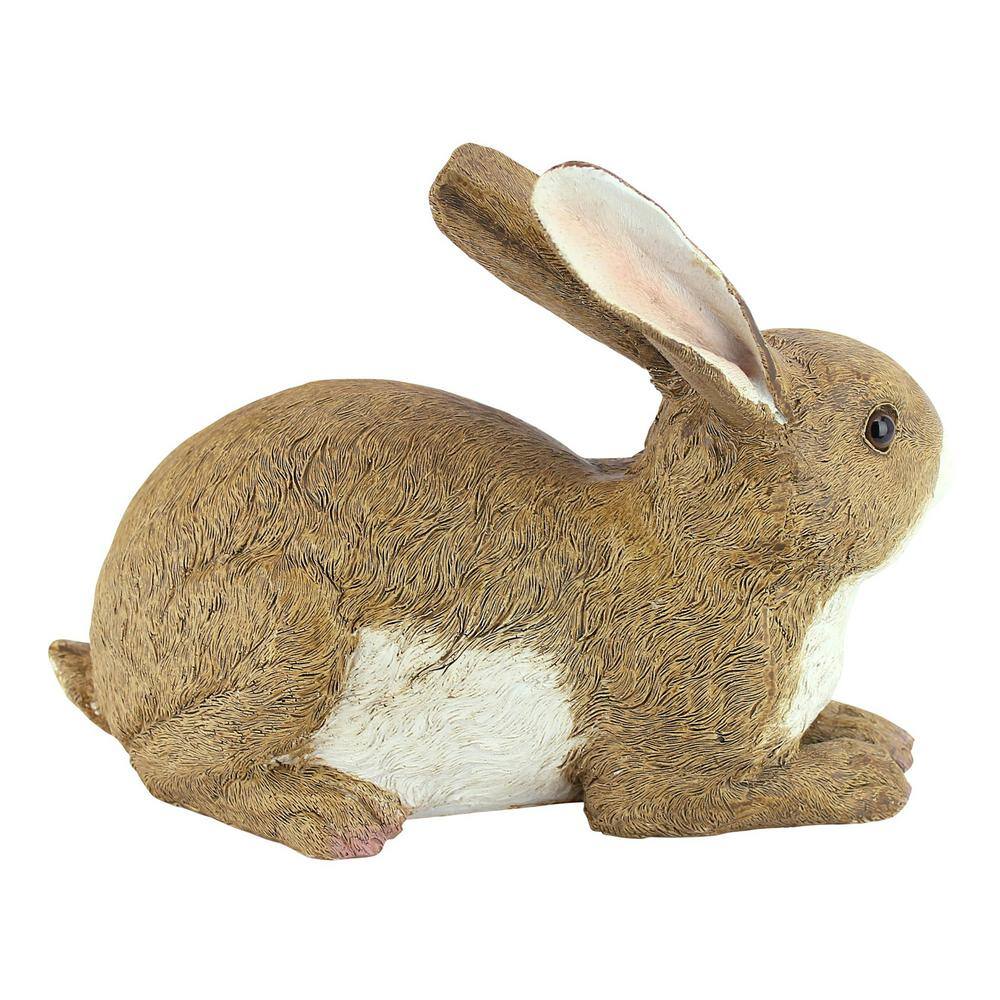 Hand-Painted Brown and White Resin Bunny Garden Statue