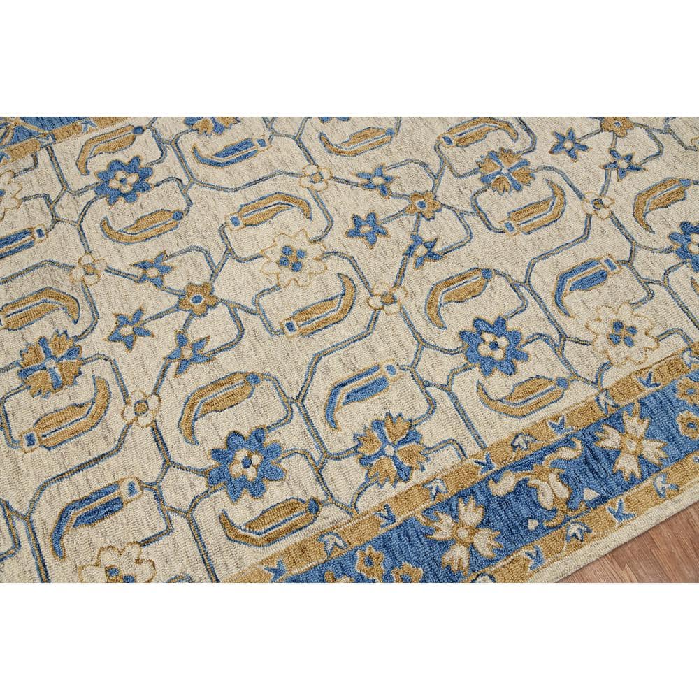 Hand-Tufted Multicolor Floral Motif Wool Area Rug