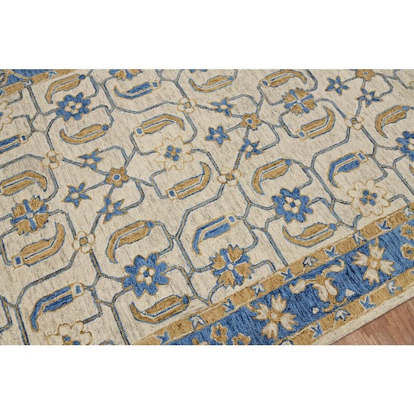 Romania 2 x 3 Royal Blue Floral Pattern Area Rug for High Traffic Living Room Dining Room Bedroom