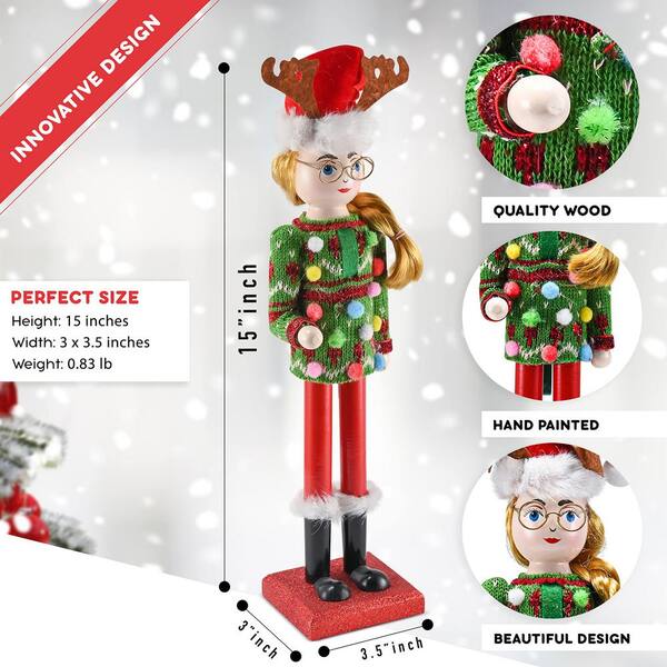 ORNATIVITY 15 in. Wooden Christmas Fisher Man Nutcracker - Red and Green  Fisherman Nutcracker with Fishing Rod and Fish in Hand OR-221 - The Home  Depot