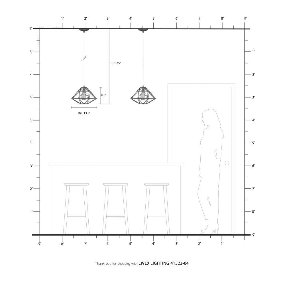 Geometric Black and Nickel Mini LED Pendant Light