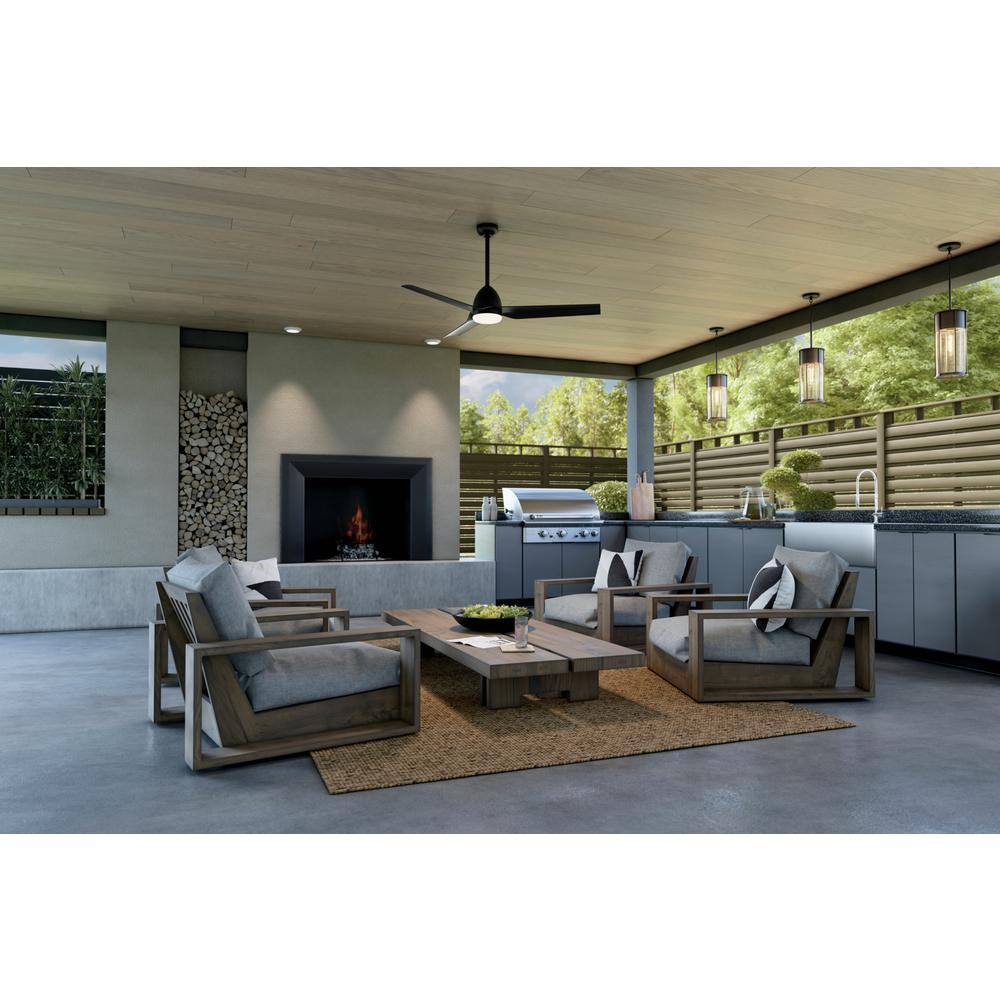54-Inch Black Modern Ceiling Fan with LED Light and Remote