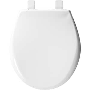 Affinity Never Loosens Slow Close Easy Clean Round Plastic Toilet Seat in White