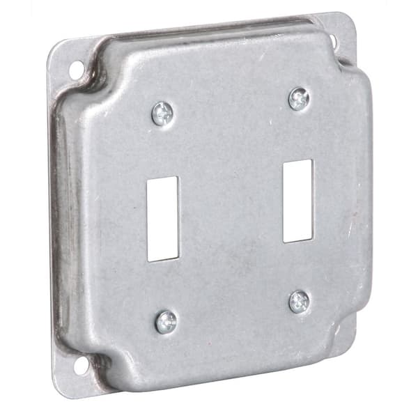 RACO 4 in. W Steel Metallic 2-Gang Exposed Work Square Cover for 2 Toggle Switches, 1-Pack