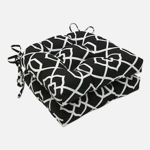 17.5 in. x 17 in. Outdoor Dining Chair Cushion in Black/White (Set of 2)