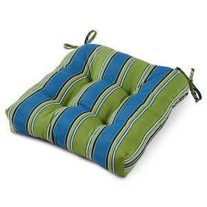 Cayman Stripe 20 in. x 20 in. Tufted Square Outdoor Seat Cushion
