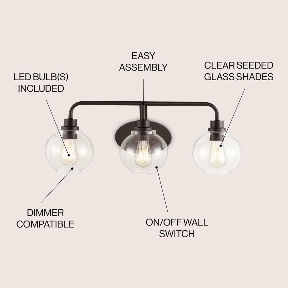 Sandrine 26.25" Oil-Rubbed Bronze and Clear Glass Vanity Light